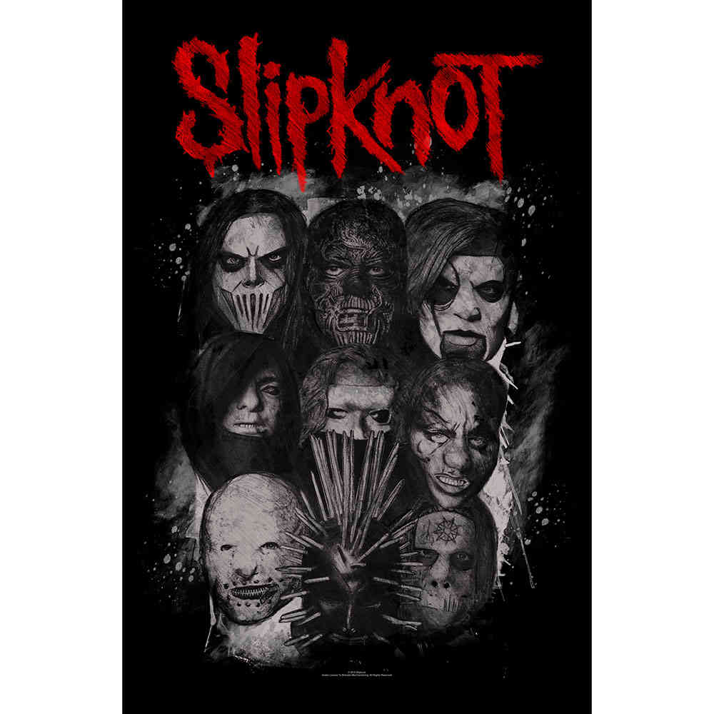 Slipknot - Masks Textiel Poster - Multicolours